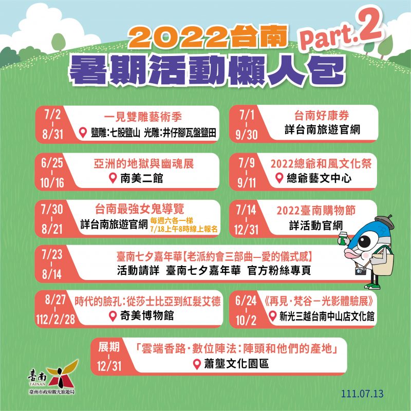 2022台南暑期活動懶人包 玩水、摸蛤、七夕、音樂、煙火、美食、看展、呷甜甜 @去旅行新聞網