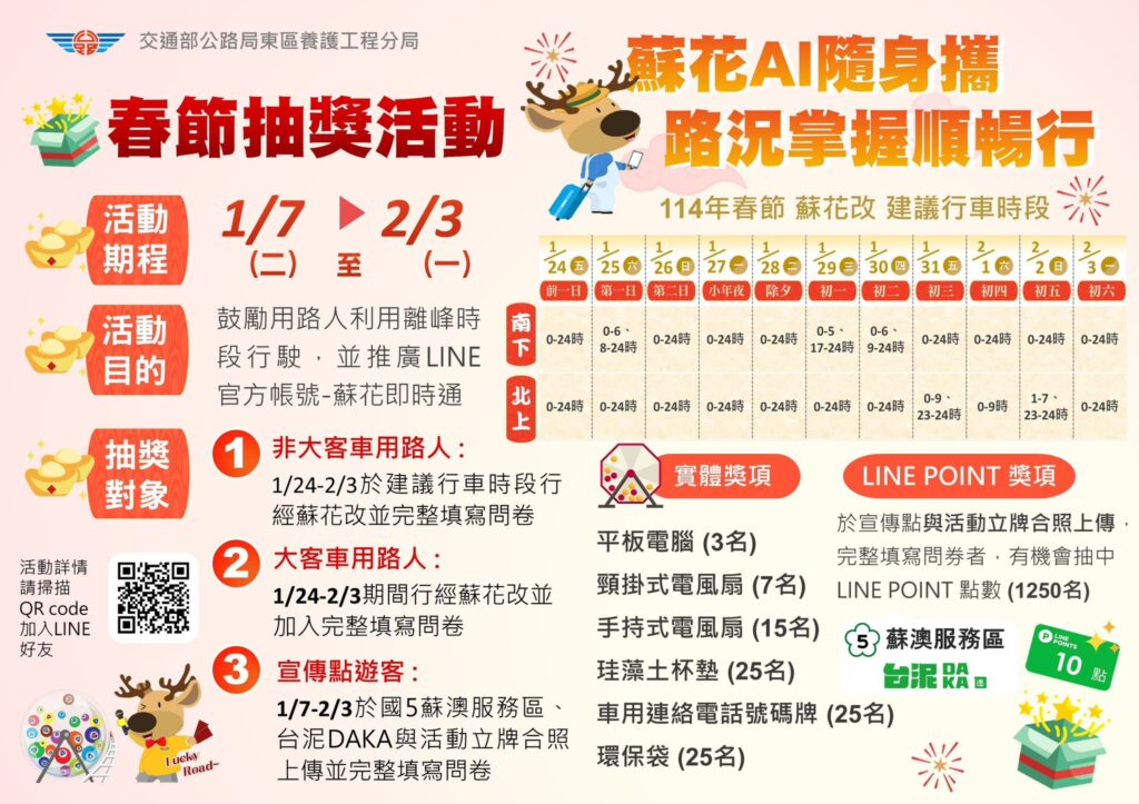 114年春節連續假期宜蘭地區及蘇花路廊交通管制疏導措施 @去旅行新聞網