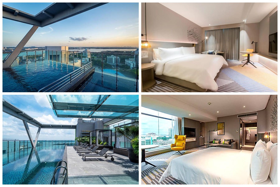 新山假日酒店Holiday Inn JB City Centre屋頂泳池客房實景四格合成