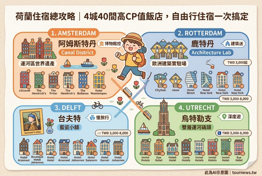 荷蘭住宿總攻略|4城40間高CP值飯店,自由行住宿一次搞定 荷蘭住宿總攻略|4城40間高CP值飯店,自由行住宿一次搞定 @去旅行新聞網