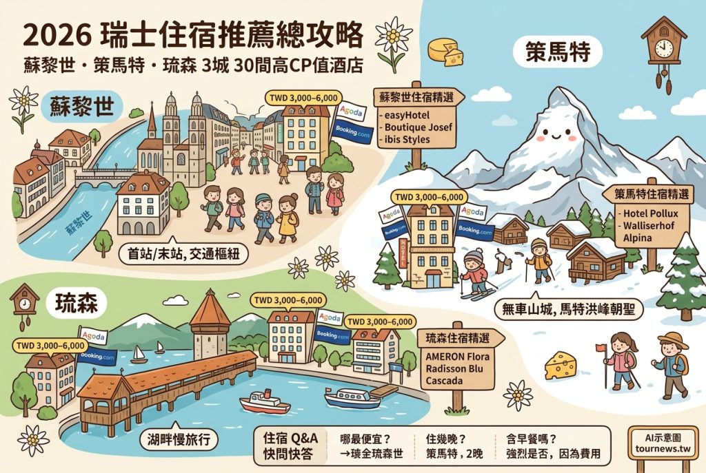 2026瑞士住宿推薦總攻略|蘇黎世・策馬特・琉森3城30間高CP值酒店 2026瑞士住宿推薦總攻略|蘇黎世・策馬特・琉森3城30間高CP值酒店 @去旅行新聞網