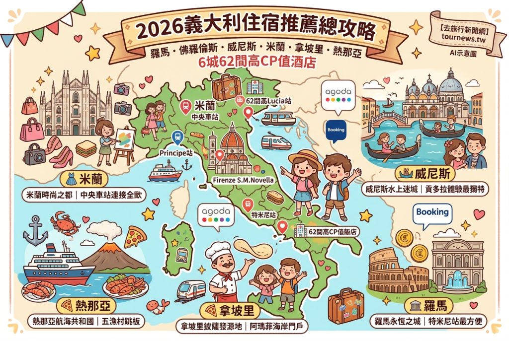 2026義大利住宿推薦總攻略|羅馬・佛羅倫斯・威尼斯・米蘭・拿坡里・熱那亞6城62間高CP值酒店 2026義大利住宿推薦總攻略|羅馬・佛羅倫斯・威尼斯・米蘭・拿坡里・熱那亞6城62間高CP值酒店 @去旅行新聞網