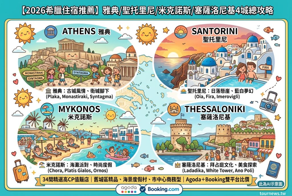 【2026希臘住宿推薦】雅典/聖托里尼/米克諾斯/塞薩洛尼基4城總攻略 @去旅行新聞網