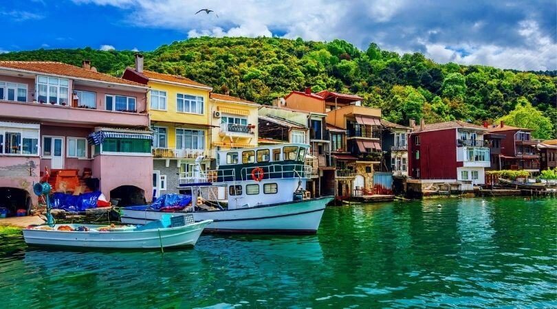 Anadolu Kavağı漁村碼頭|博斯普魯斯海峽北端彩色房屋與漁船