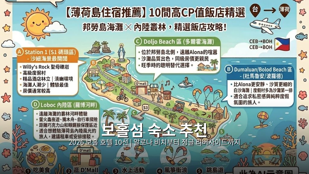 2026 보홀섬 숙소 추천: 최고 평점 호텔 10선 | 알로나 비치부터 정글 리버사이드까지 @Tournews