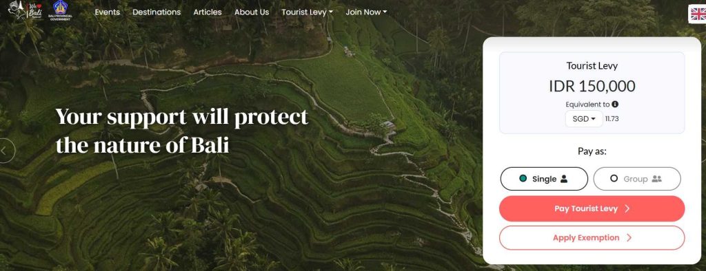 峇里島觀光稅官方網站 love.bali.gov.id