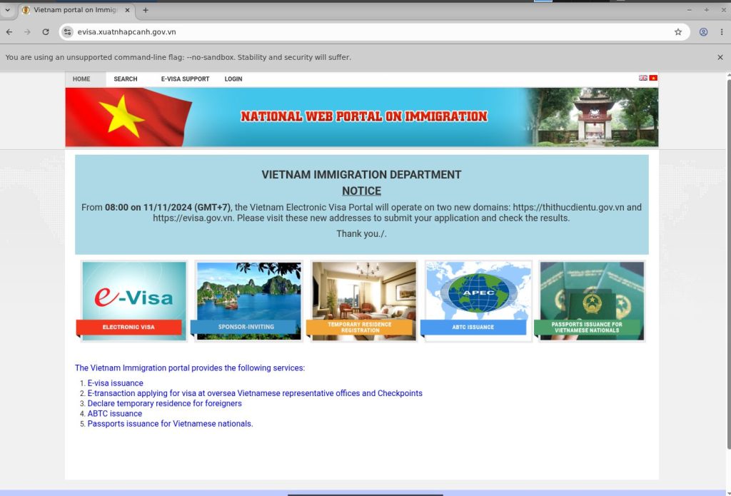 vietnam evisa official website