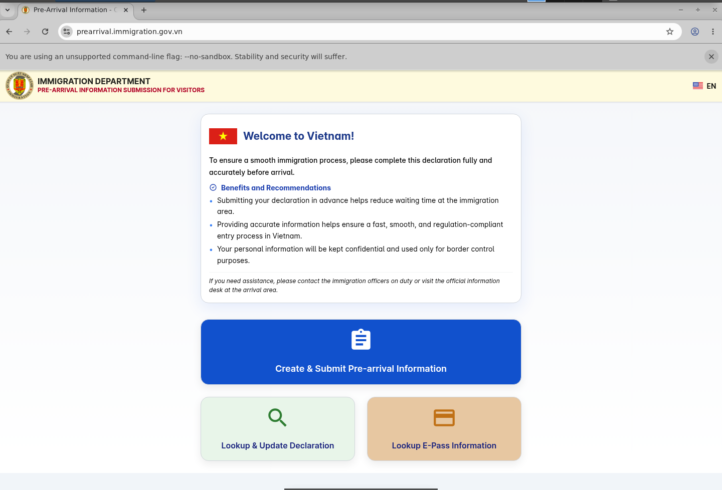 vietnam pai prearrival officia