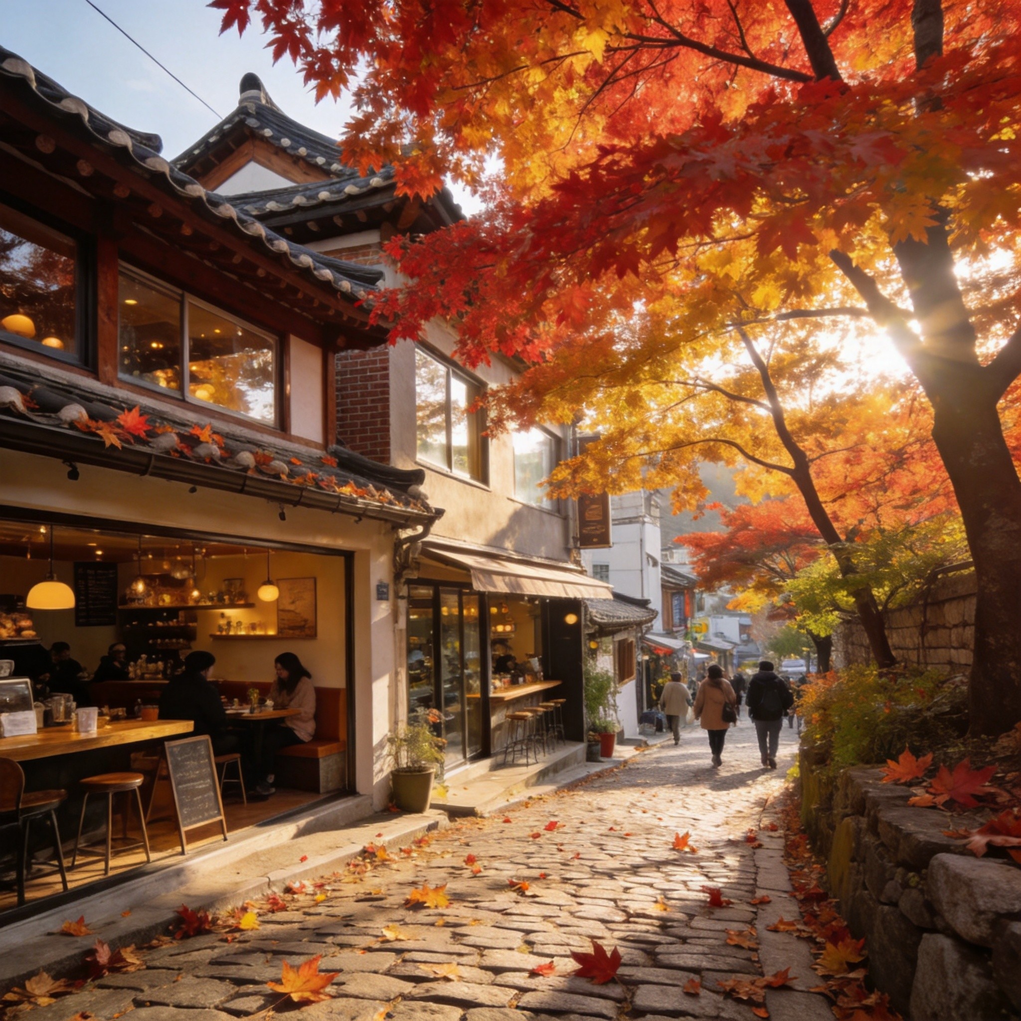 三清洞秋天紅葉咖啡街