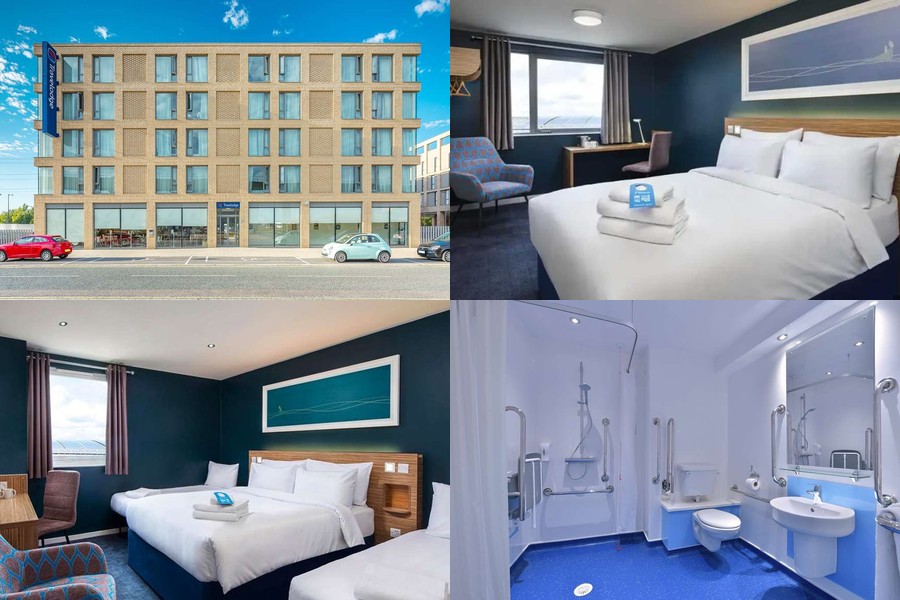 Travelodge London Excel Hotel room composite image