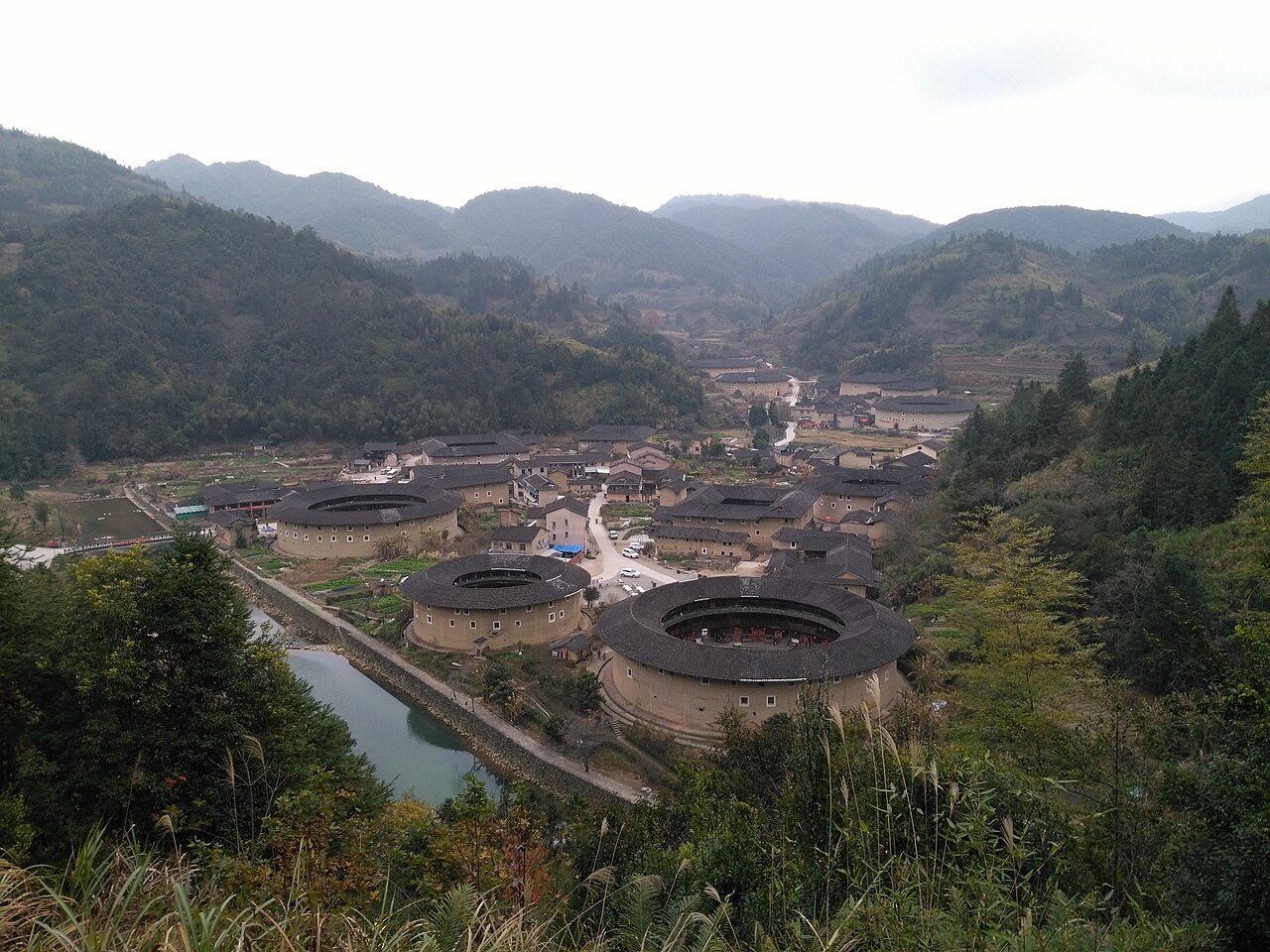 漳州 - Tulou birds eye view fujian china