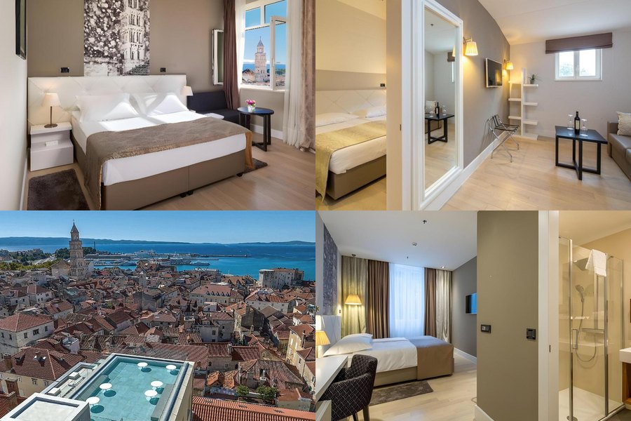 Cornaro Hotel Split 客房屋頂泳池老城景